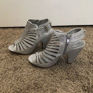 Top Moda silver glitter bootie heels